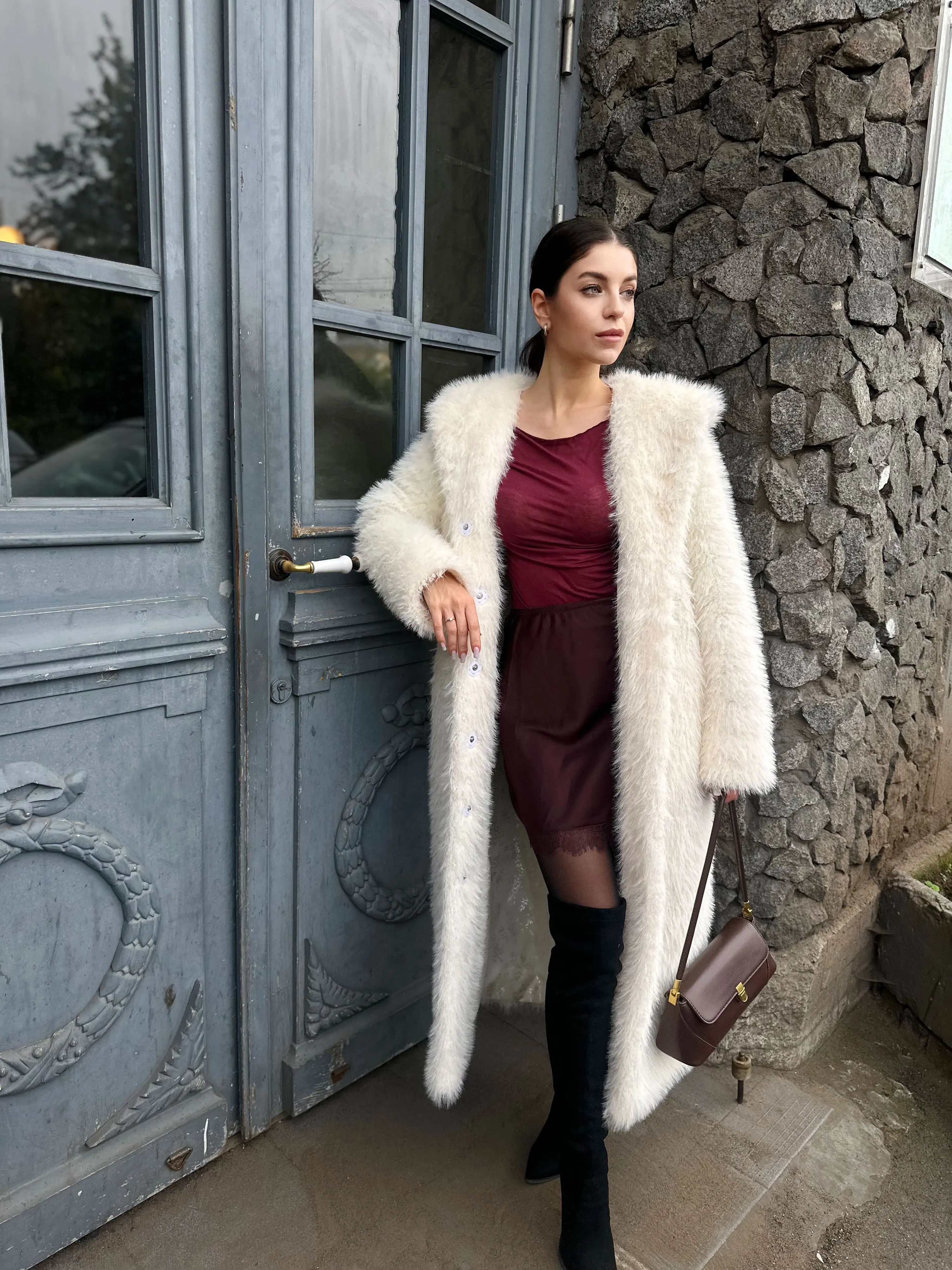 Шуба Ice Cream из искусственного эко меха от ANSE, Молочный цвет, размер XS, S, M, L, XL, , .