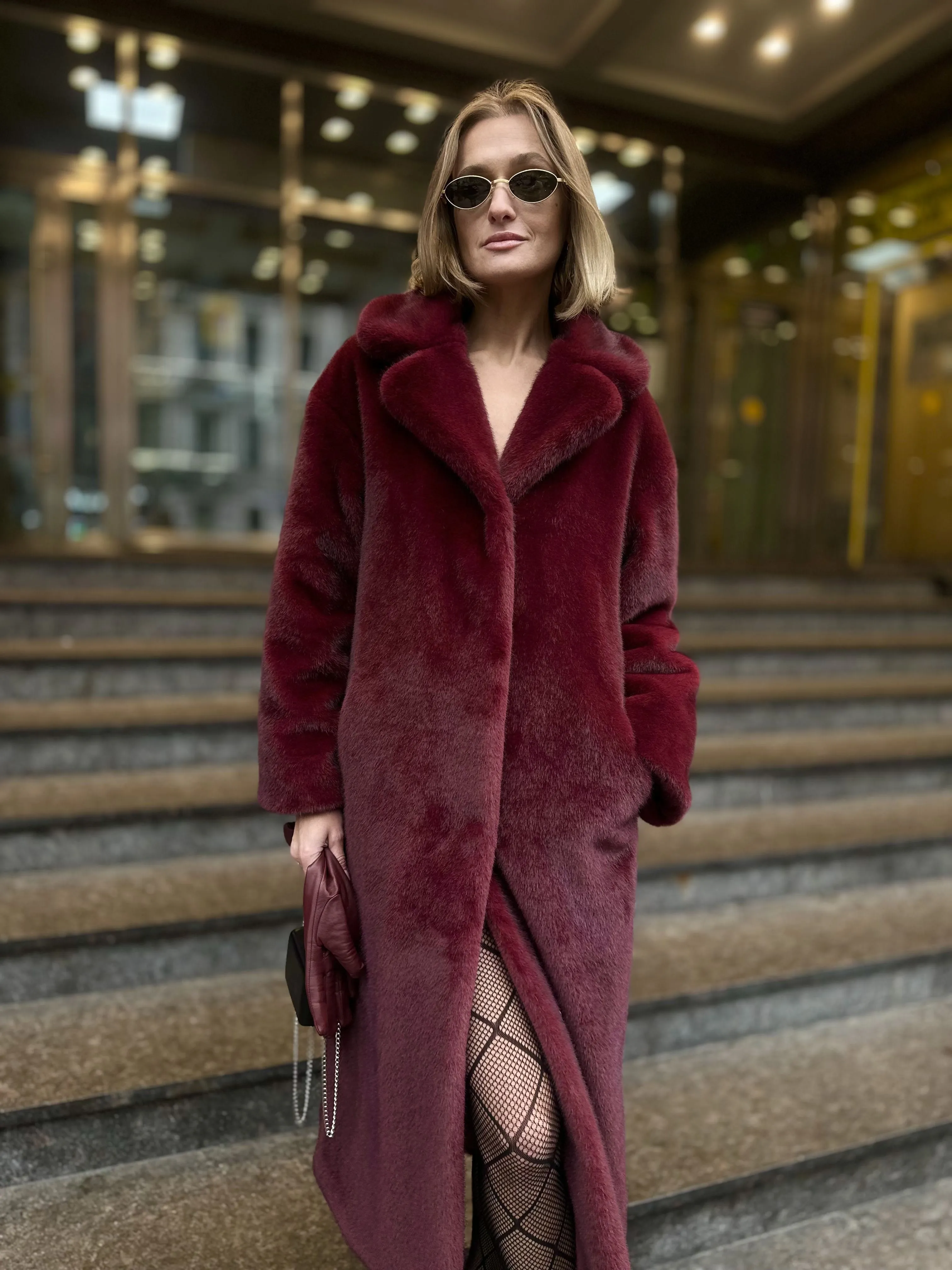 Шуба Bordo из искусственного эко меха от ANSE, Вишнёвый цвет, размер S, M, L, XL, XXL, , .