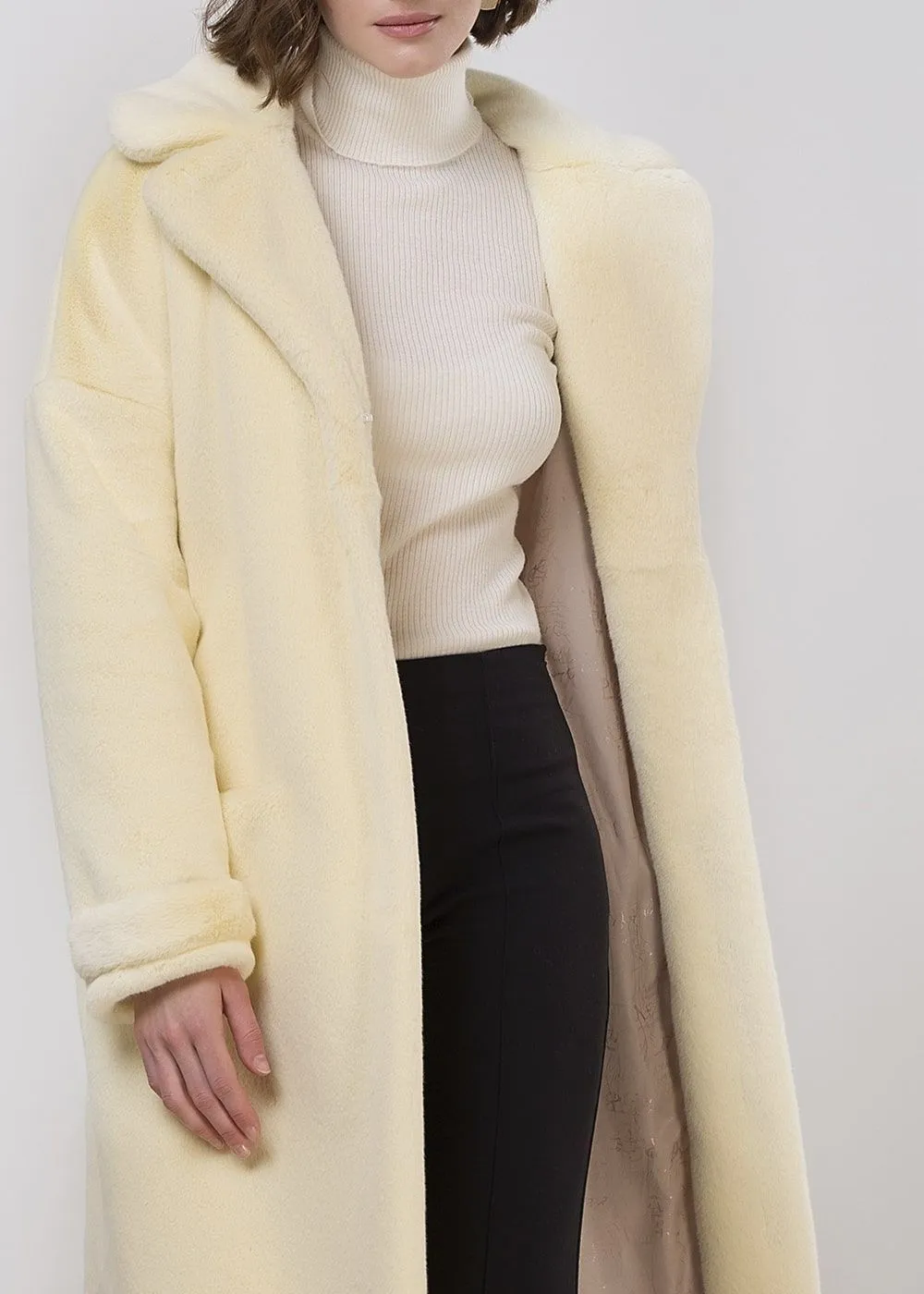 Шуба Lemon cream  из искусственного эко меха от ANSE, Лимонный крем цвет, размер S, M, L, XL, , .