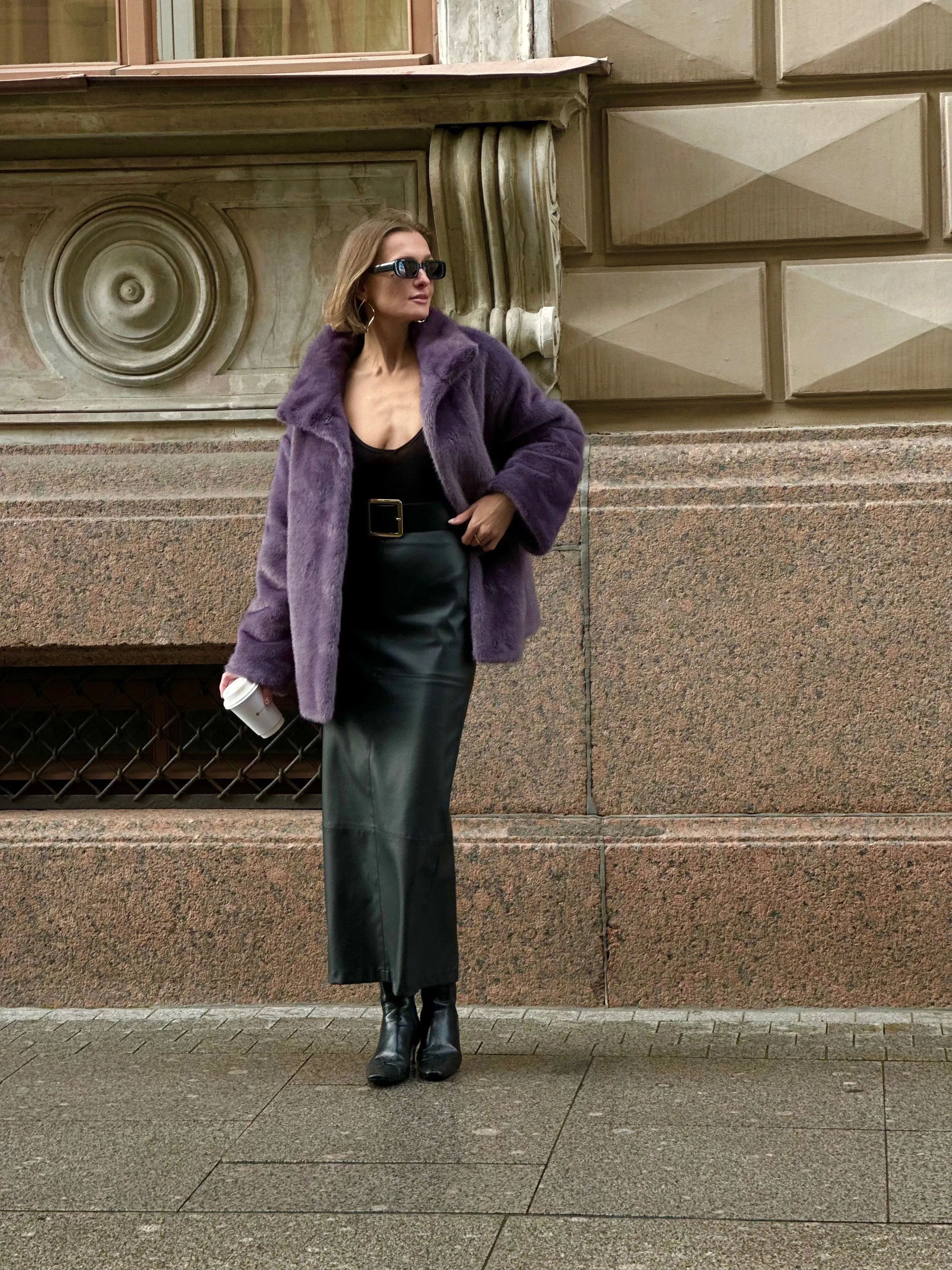 Шуба Accent из искусственного эко меха от ANSE, Сиреневый цвет, размер S, M, L, XL, XXL, , .