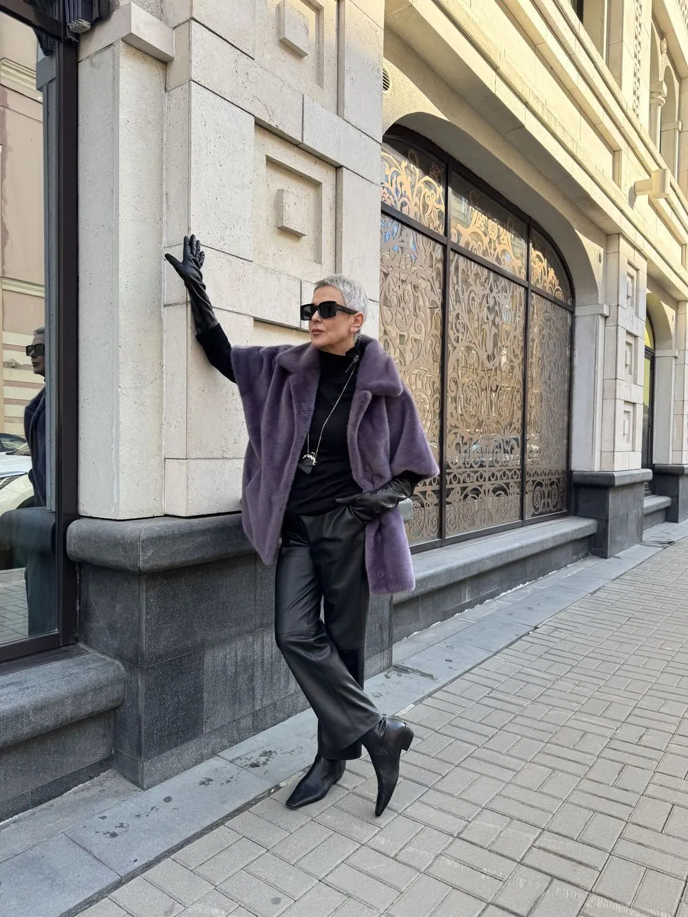 Кейп Lilac из искусственного эко меха от ANSE, Сиреневый цвет, размер S, M, L, , .
