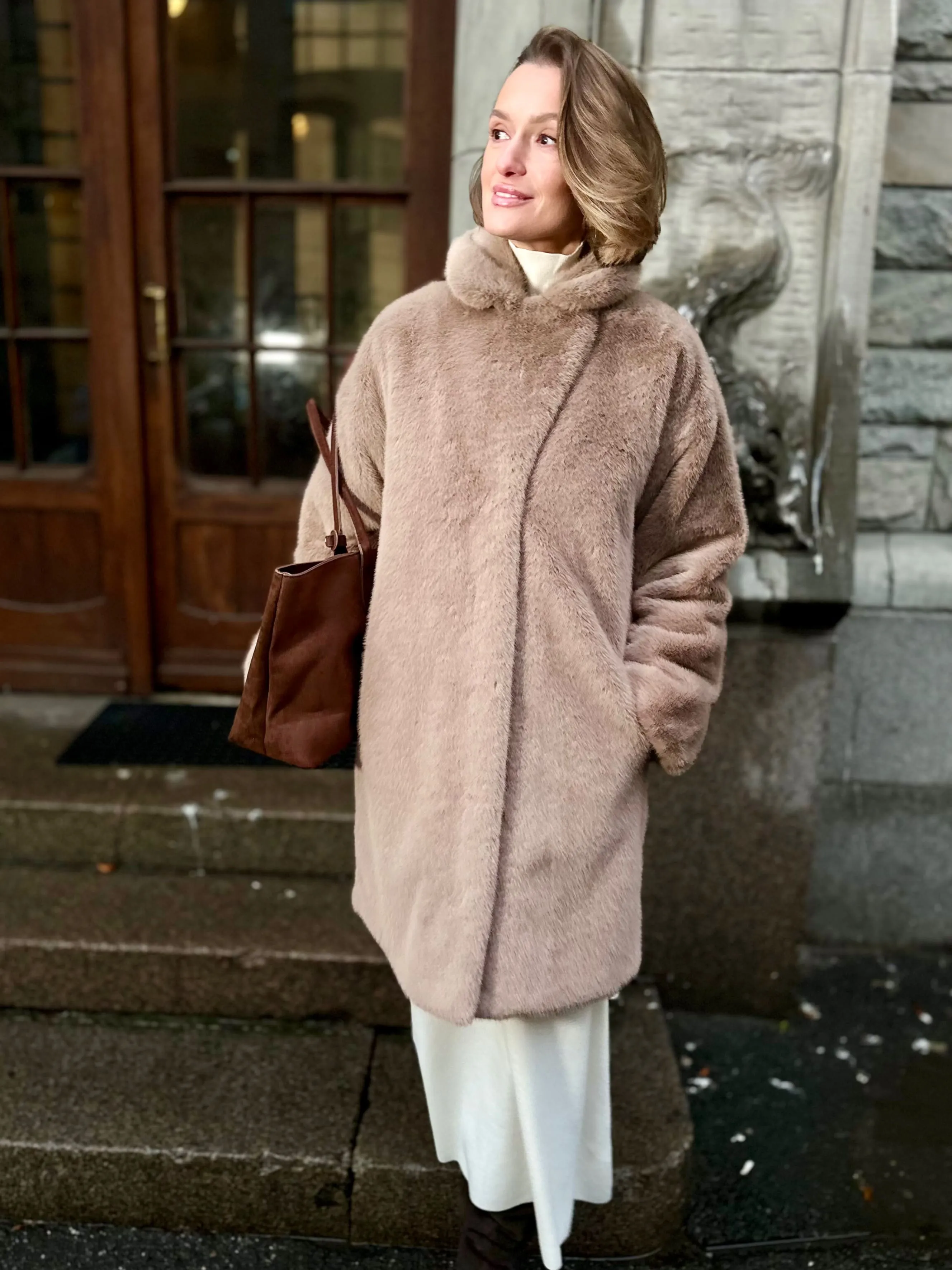 Шуба Faith из искусственного эко меха от ANSE, Мокко цвет, размер S, M, L, XL, , .