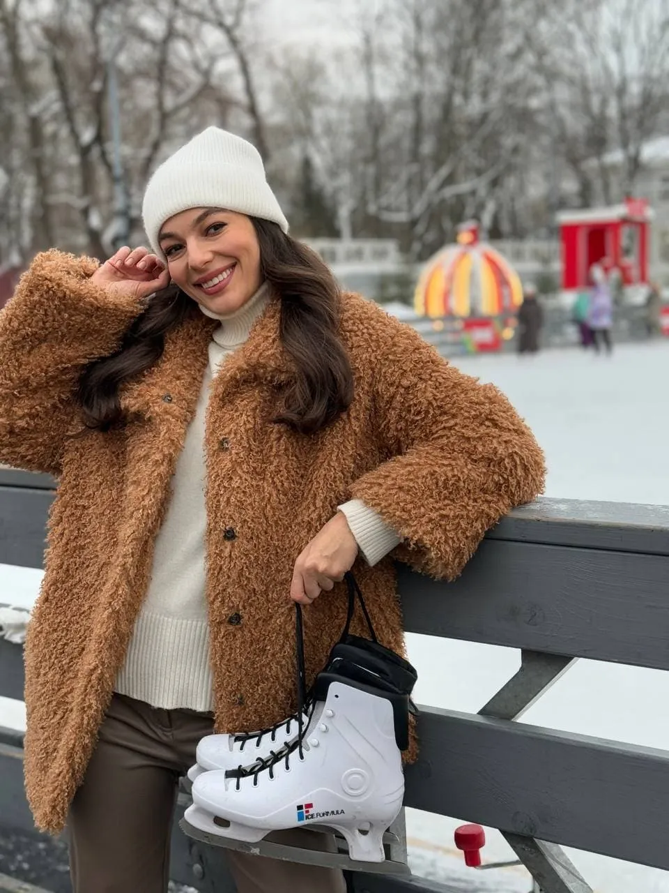 Шуба Browny из искусственного эко меха от ANSE, Карамельный  цвет, размер S, M, L, XL, , .