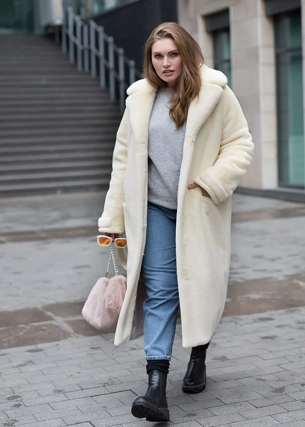 Шуба Lemon cream  из искусственного эко меха от ANSE, Лимонный крем цвет, размер S, M, L, XL, , .