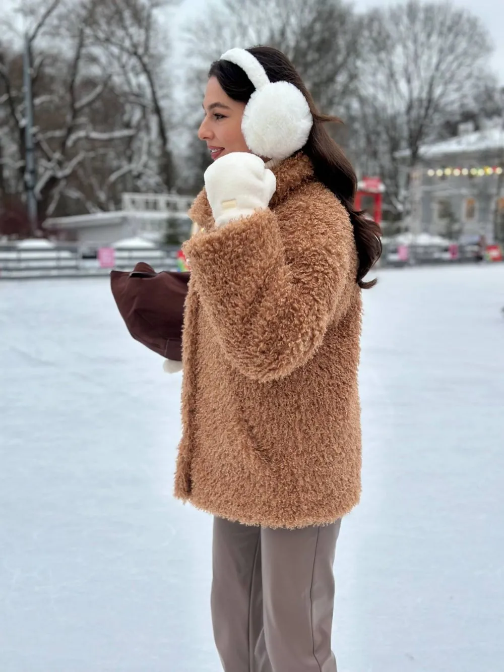 Шуба Browny из искусственного эко меха от ANSE, Карамельный  цвет, размер S, M, L, XL, , .