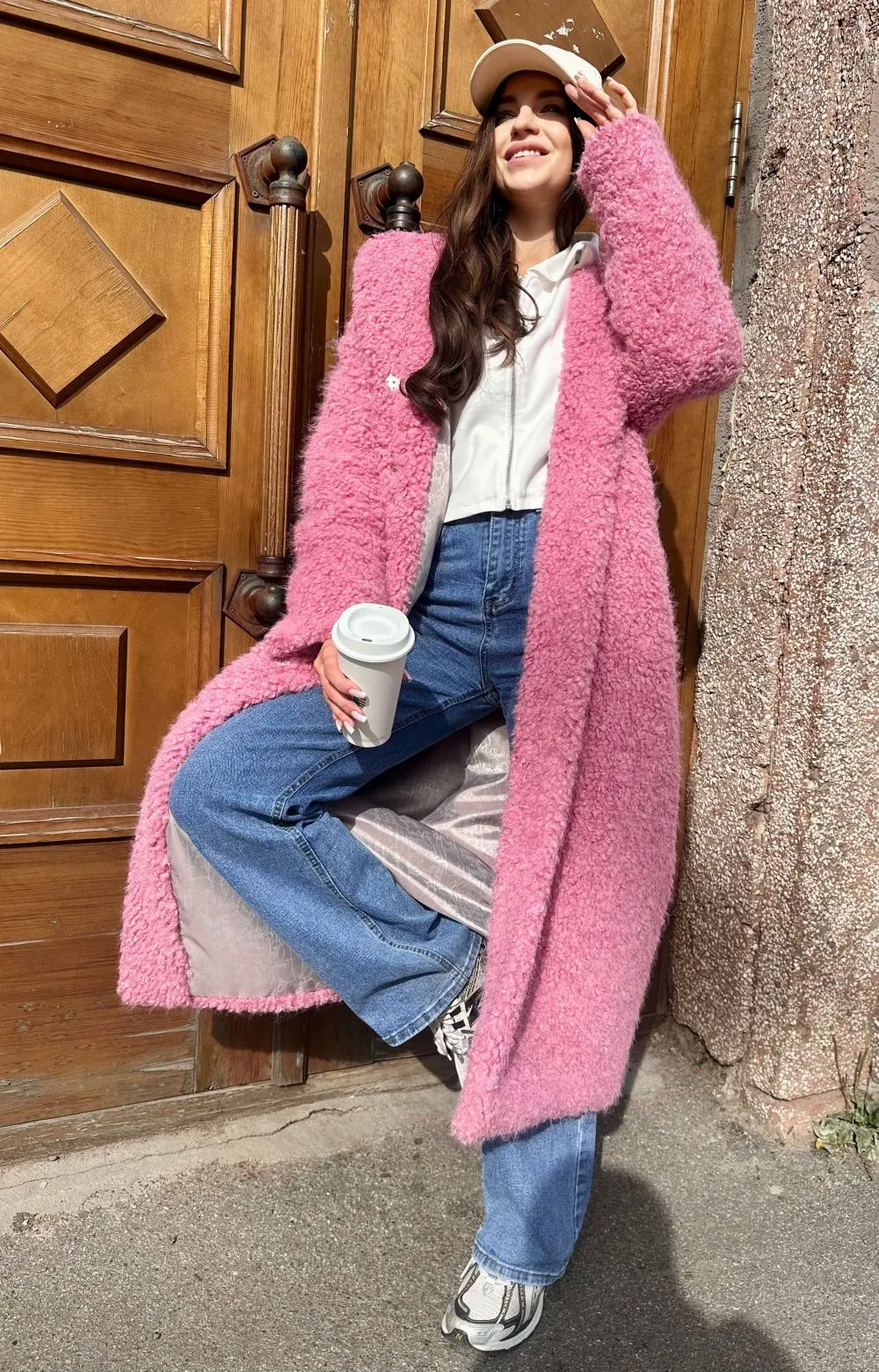 Шуба Pink Fruit из искусственного эко меха от ANSE, Ягодный сорбет  цвет, размер XS, S, M, L, XL, , .